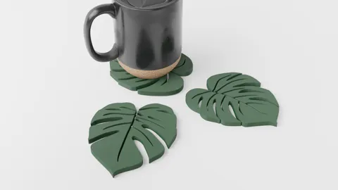 Monstera Leaf Coaster. Drinks Coasters view 2