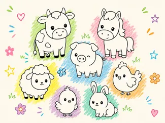 Animalitos de granja para pintar
