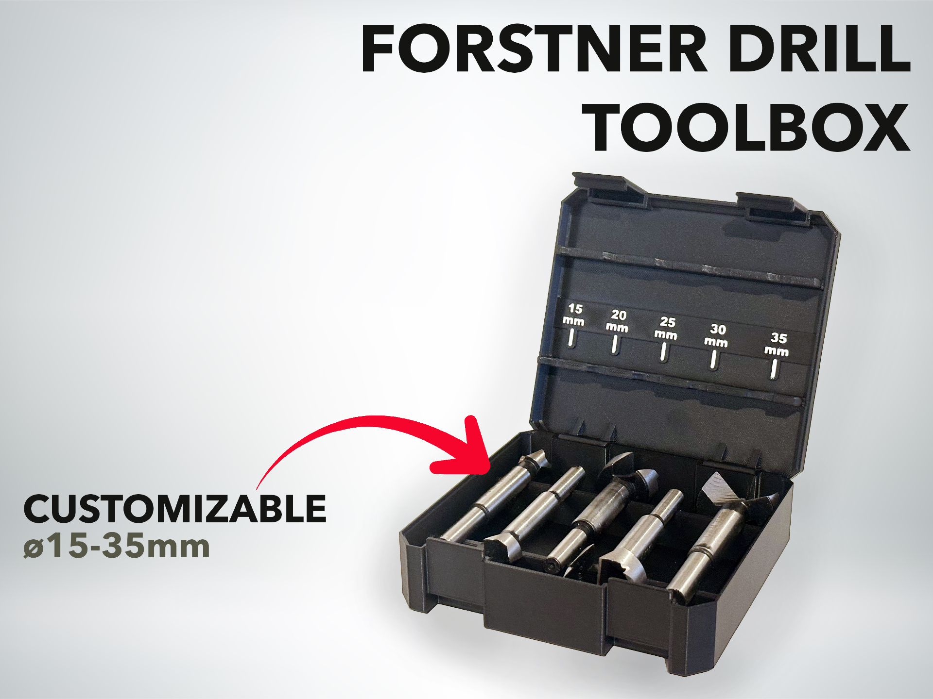 Forstner Drill Bit Case |Customizable 15-35mm