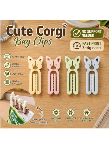 Clip o pieza de sujeción: Corgi Dog Cute Animal Bag Clips – Paper Clip Fast — vista de referencia 2
