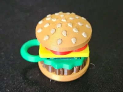 Mini Hamburger Fidget Button Keychain