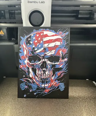 Skull American Flag HueForge 150mm X 107mm