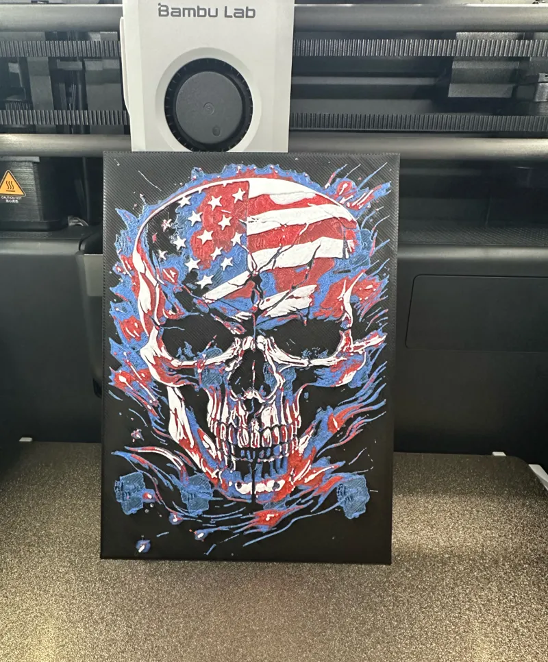 Skull American Flag HueForge 150mm X 107mm