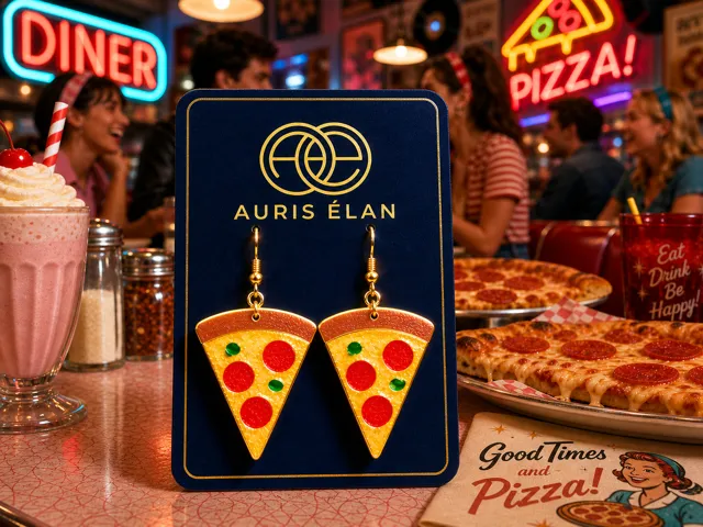 Golden Pizza Earrings