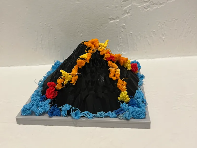 Volcano with reused 3d printed poop