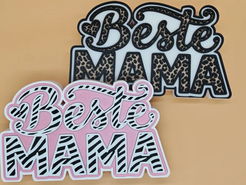 Beste Mama Aufsteller Display Leopard Zebra
