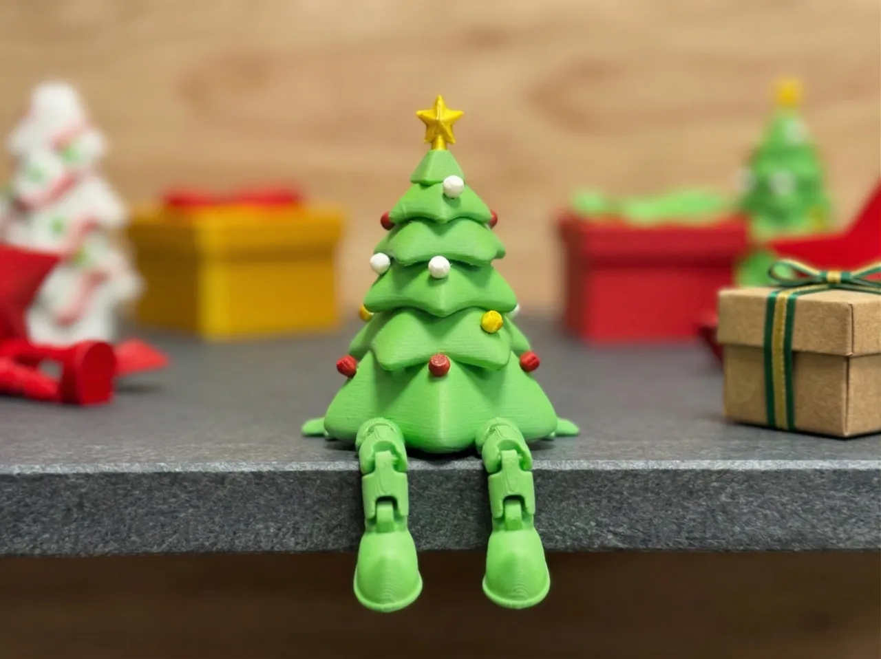 Christmas tree with ornament, hands, flexible legs view 2
