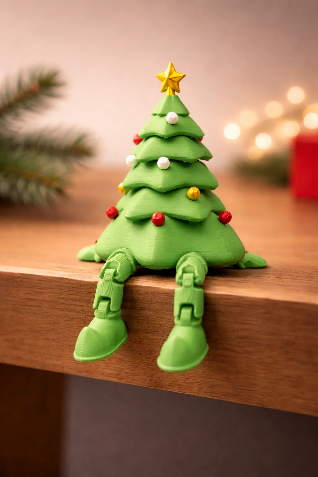Christmas tree with ornament, hands, flexible legs view 3