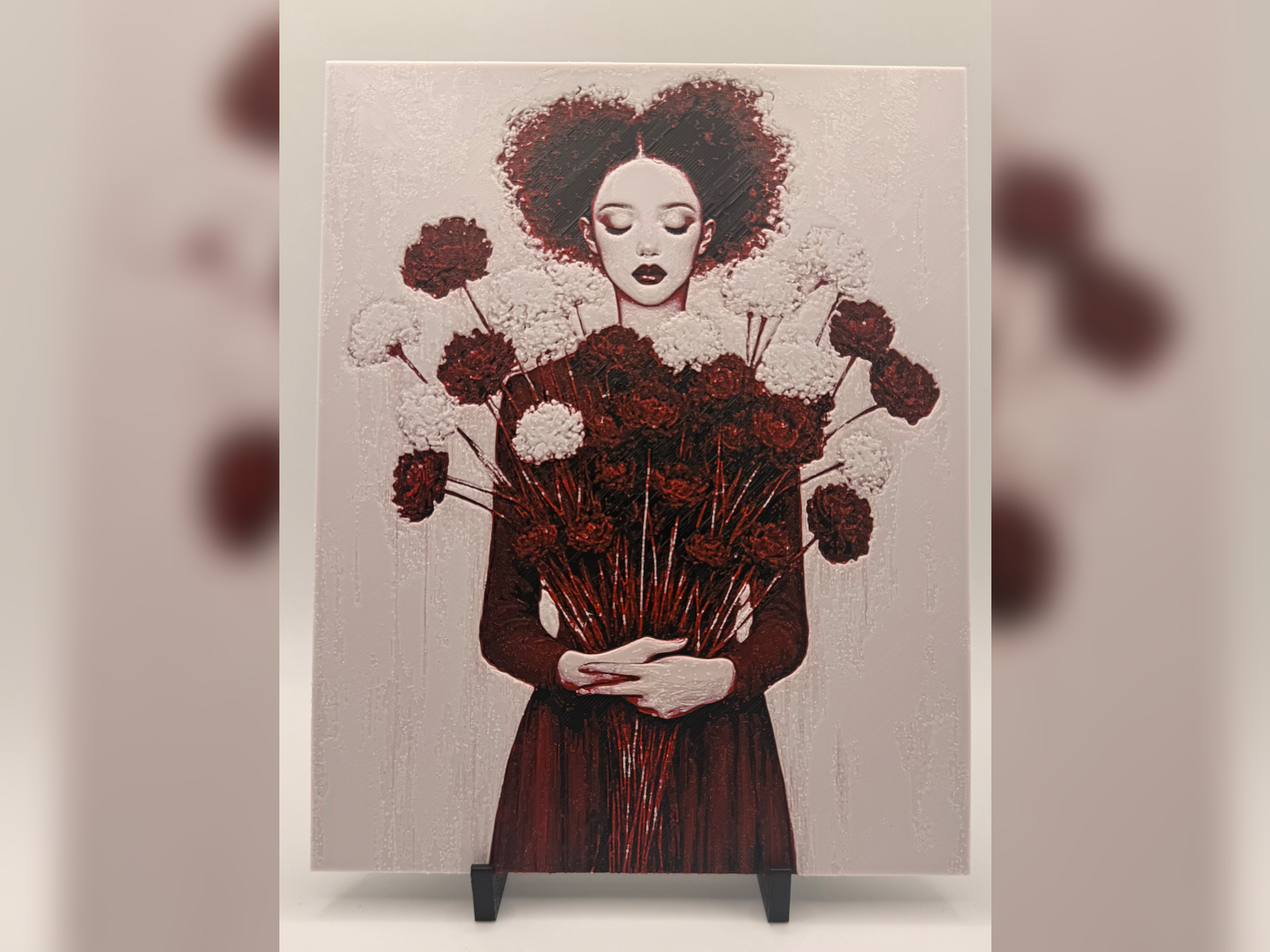 Crimson Bloom Portrait HueForge Print