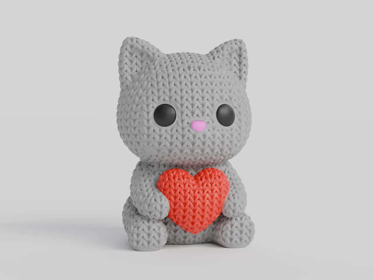 Knitted Cat With Heart - Valentine's Day view 4