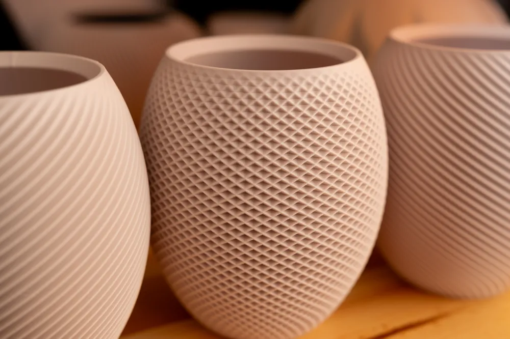 Aya Sfera 3D printed desk organizer pinecone Sfera texture cups