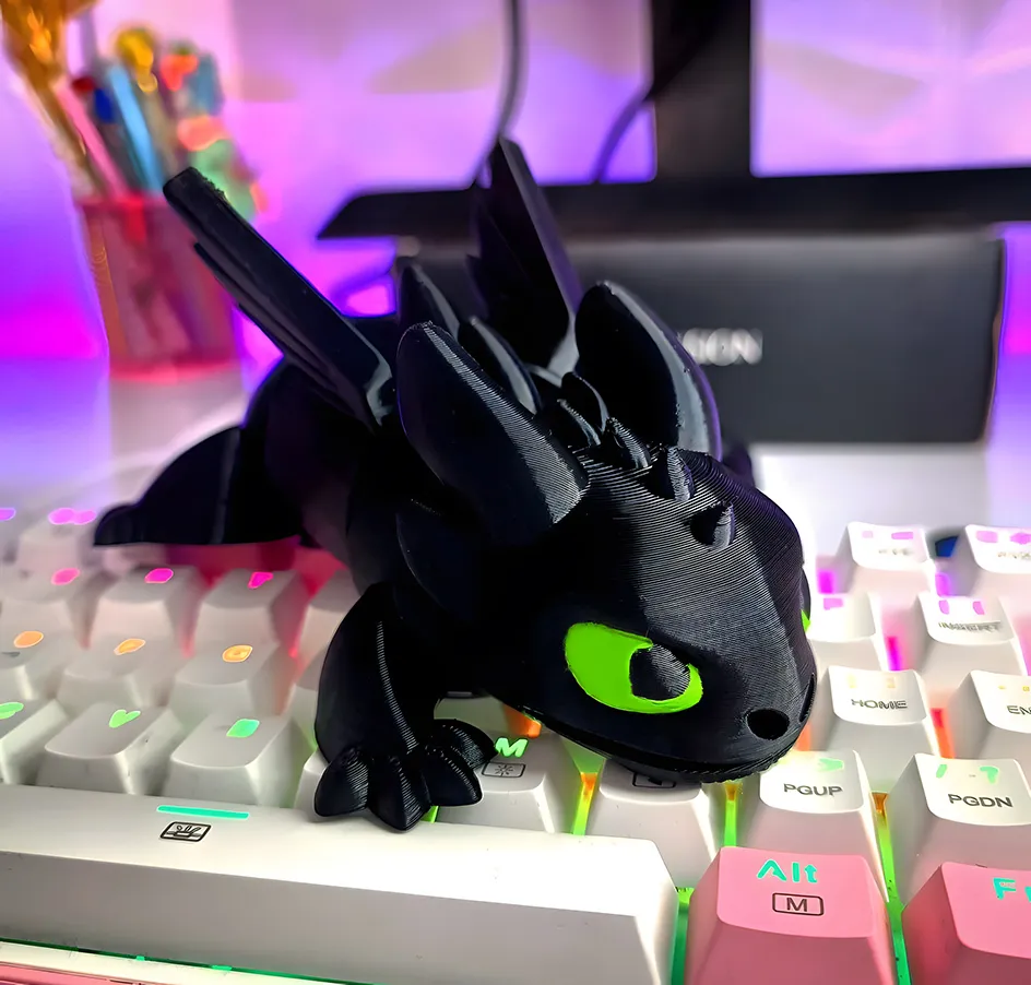 Articulated Dragon toothless Night Fury Cute Flexi view 3