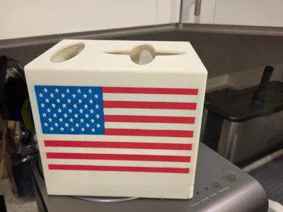 Tissue and trash box with basic American flag