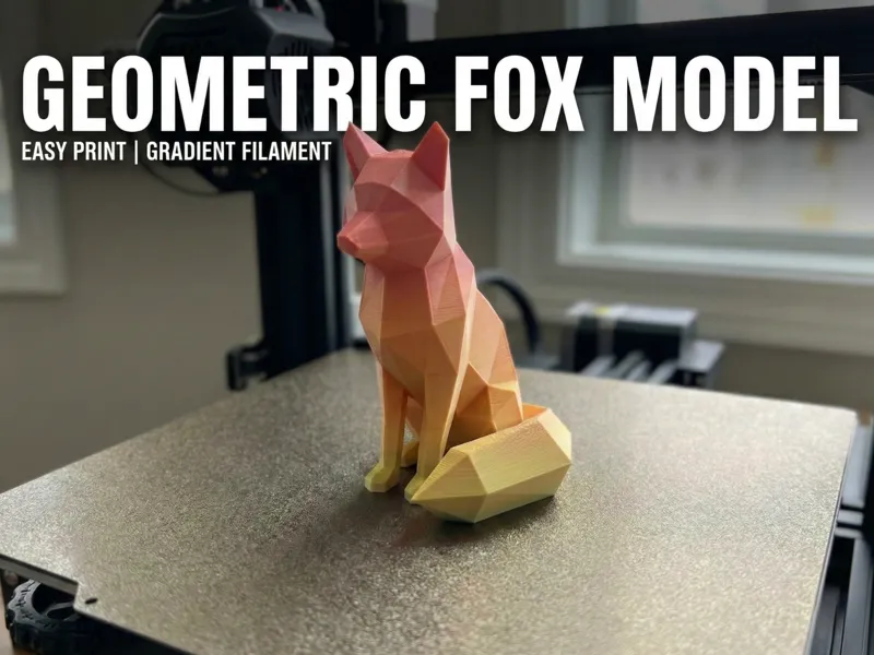 Geometric Low-Poly Fox - Support-Free & Easy Print