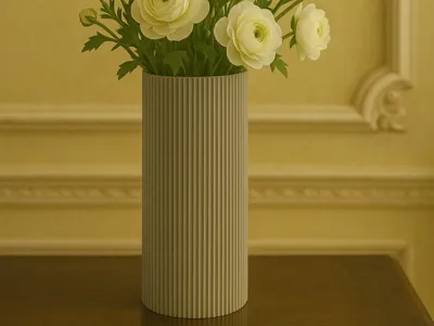 Vase in modern ribbed look 