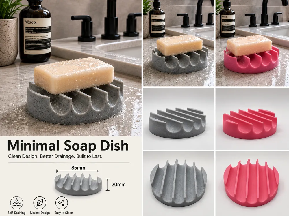 Letrero o emblema decorativo: Minimal Soap Dish. Referencia del modelo original.