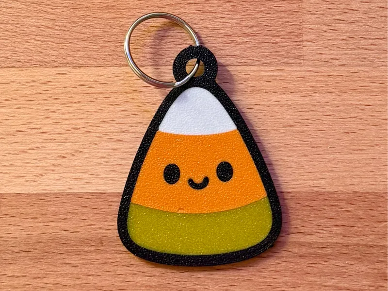 Cut Candy Corn Keychain