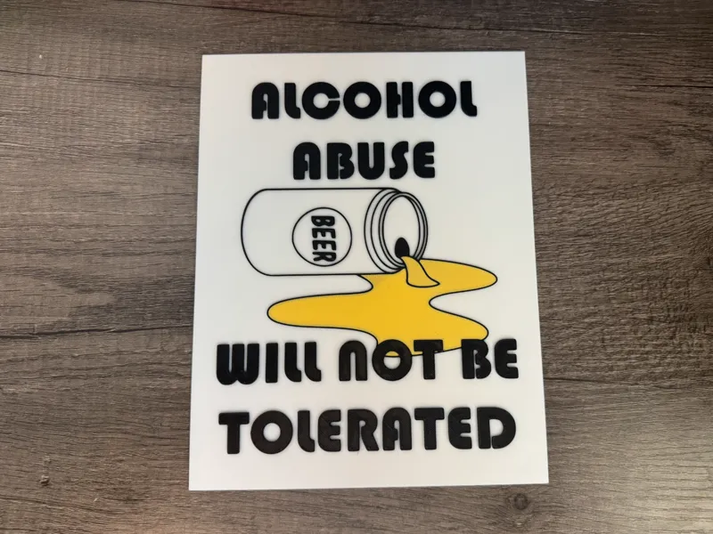Alcohol Abuse Funny Bar Sign - Frame Included