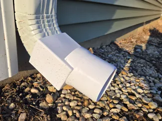 3x4 Downspout A/B Elbow to 4" Drain Tile Adapter