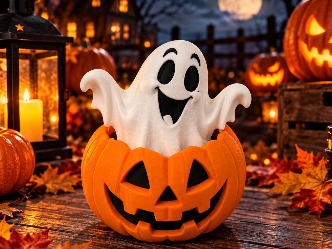 Ghost in a Pumpkin – Cute Halloween Figurine 3D model