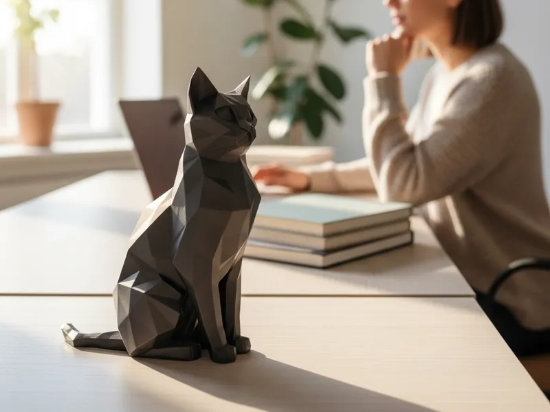 Sitting elegant low poly cat art