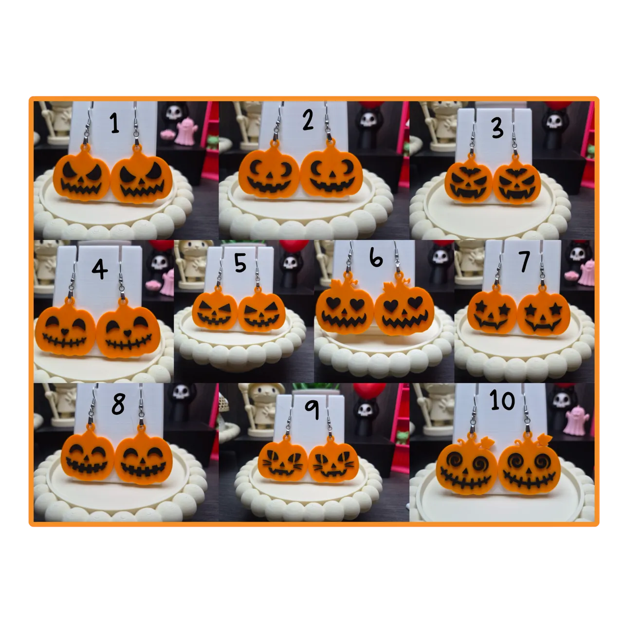 Jack-o'-Lantern Faces Earring Collection view 2