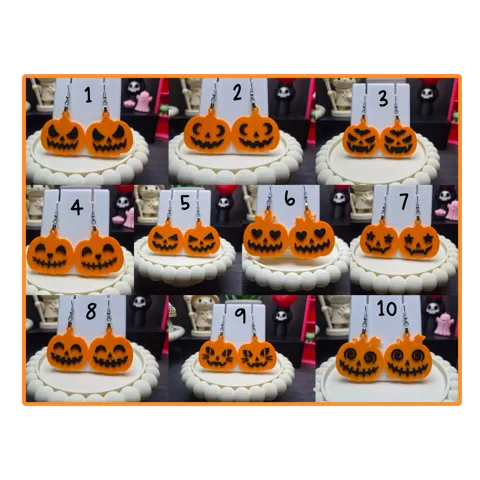 Jack-o'-Lantern Faces Earring Collection view 2