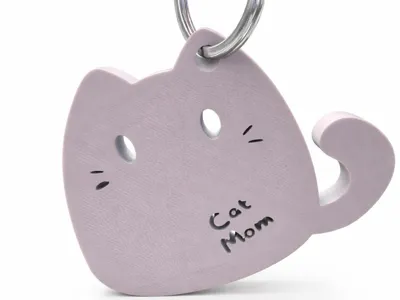 Minimalist "Cat Mom" Keychain