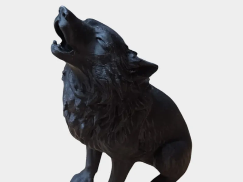 Crying wolf statue