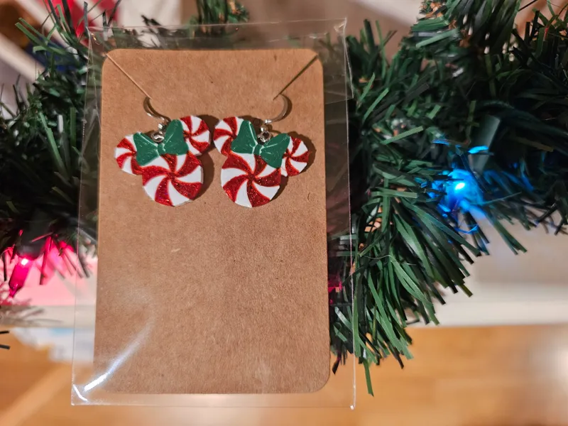 Disney Christmas Peppermint Minnie Earrings