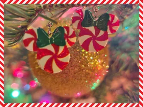 Disney Christmas Peppermint Minnie Earrings view 2