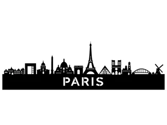 Skyline horizonte silueta Paris + soporte