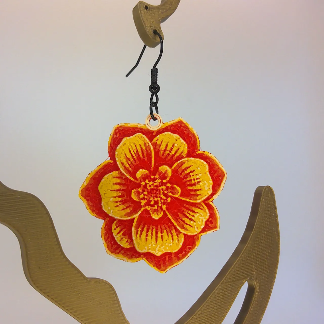 Red & Yellow Flower Earrings view 3