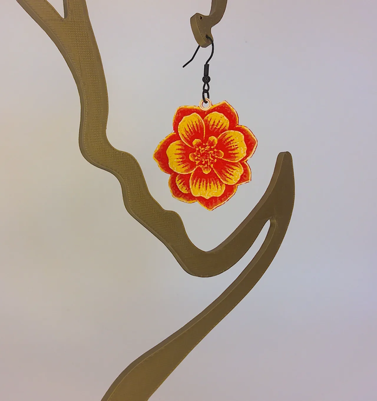 Red & Yellow Flower Earrings view 2
