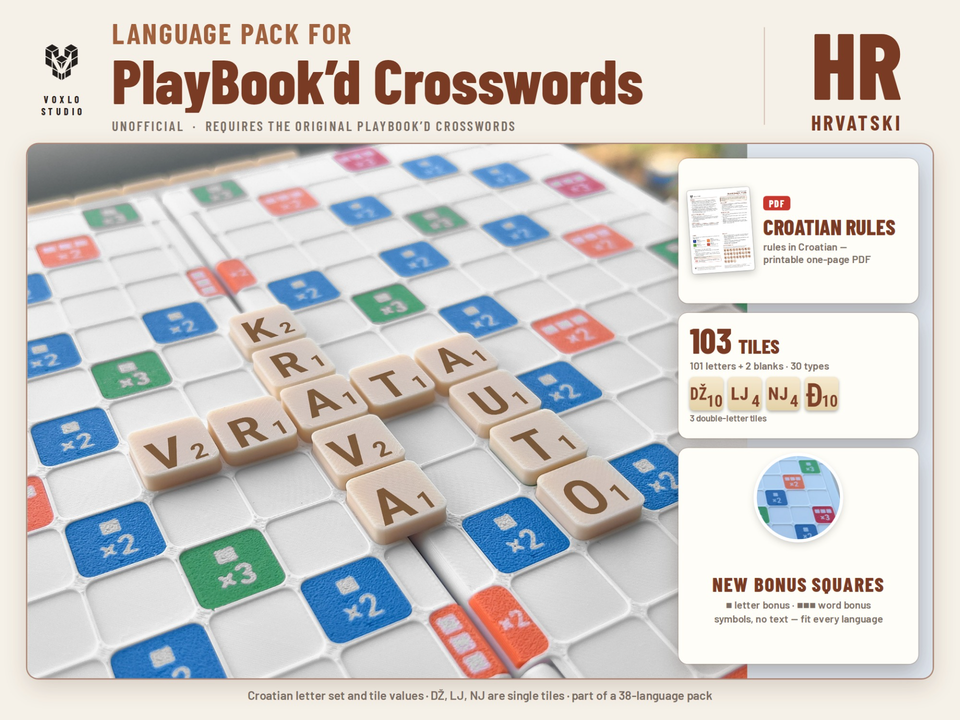 Croatian Letter Tiles for PlayBook'd Crosswords 3D model