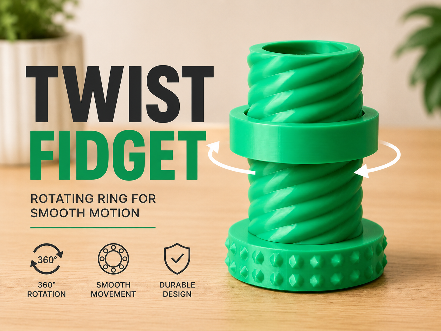 Twist Fidget | Print-in-Place Rotating Ring