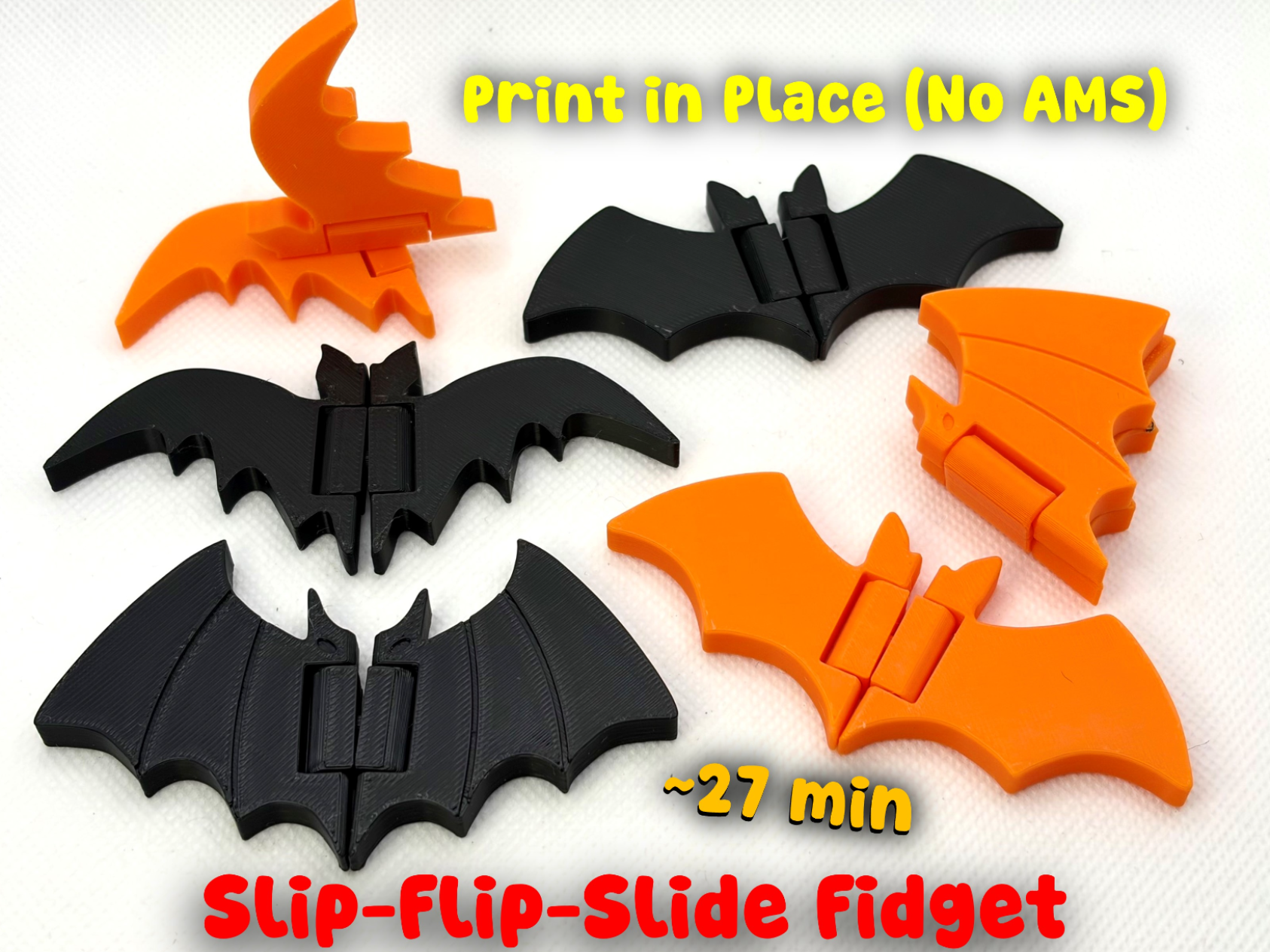 Halloween Bats Slider + Flip Fidget 3D model