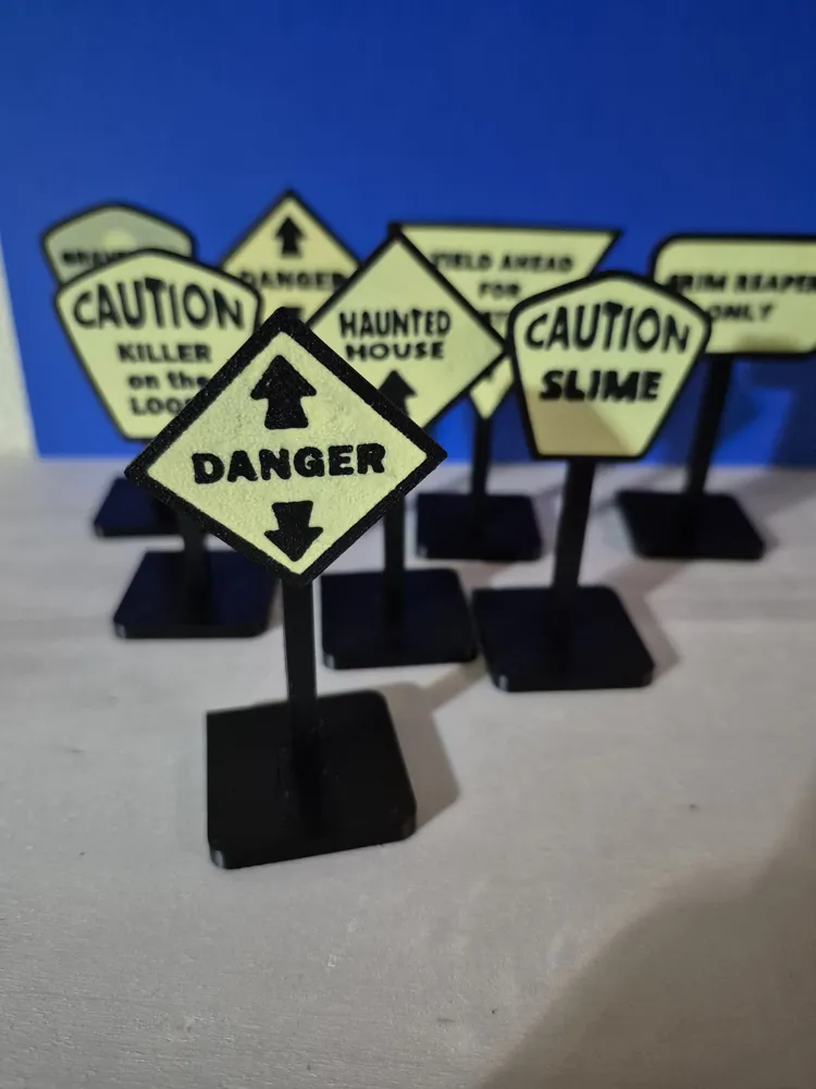 Halloween Horror Caution Signs - Free 3D Print Model - MakerWorld