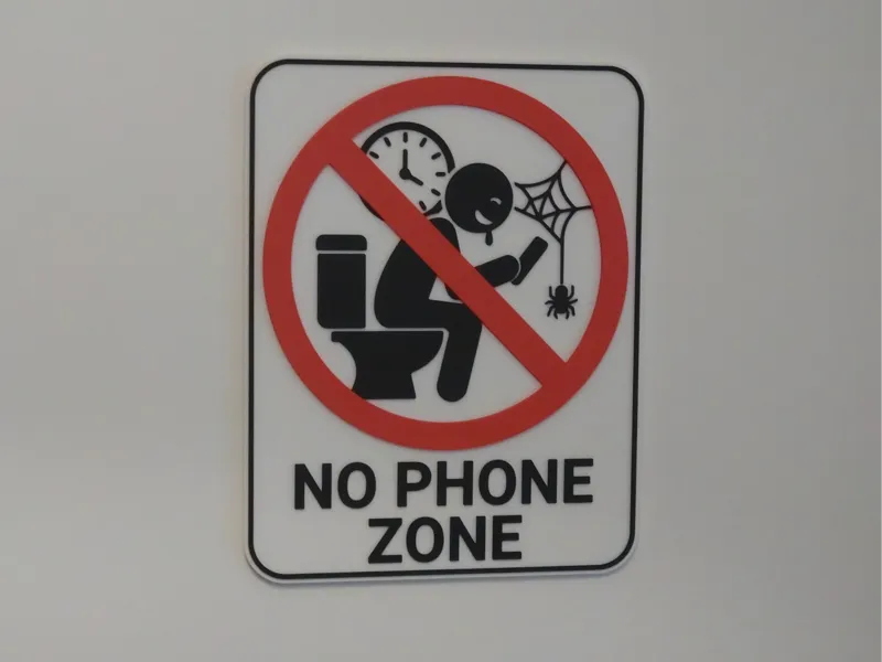 No Phone Zone Bathroom Sign