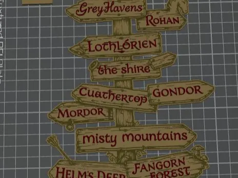 SIGN WITH INDICATIONS TO MIDDLE-EARTH