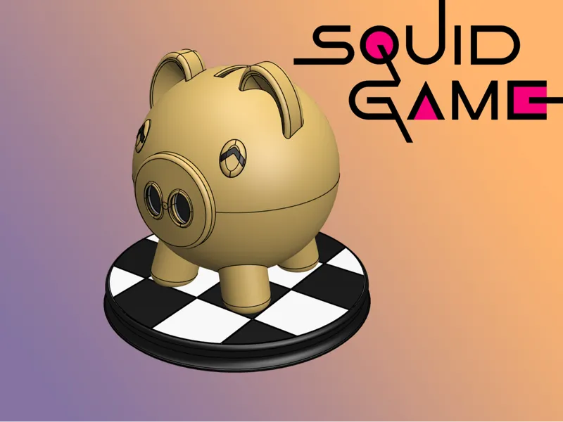 Squid game piggy bank with chessboard stand