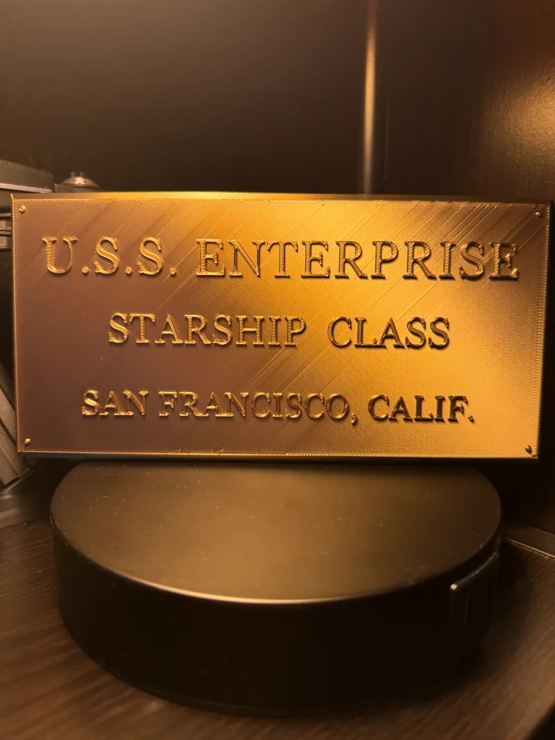 U.S.S. Enterprise Dedication Plaque