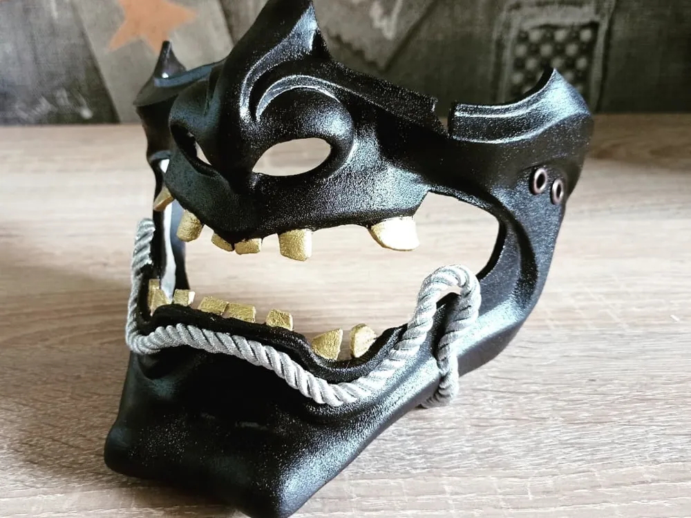 Skeletal Vengeance Damaged Mask Ghost of Tsushima - Free 3D Print