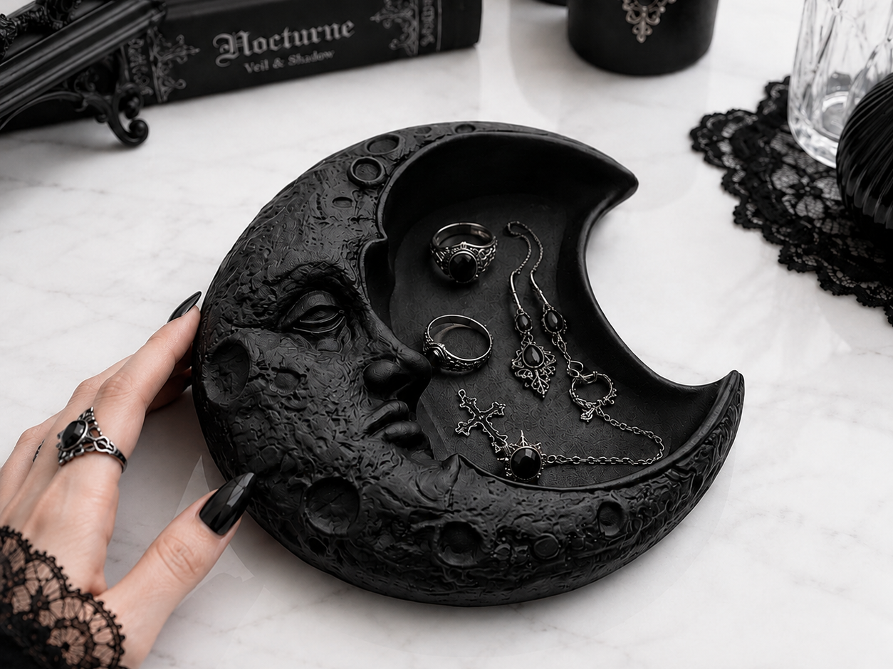 Goth Crescent Moon Jewelry Tray - 1