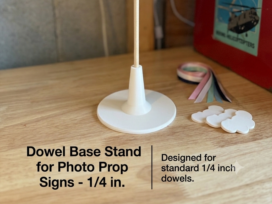 Dowel Base Stand for Photo Prop Signs - 1/4 in