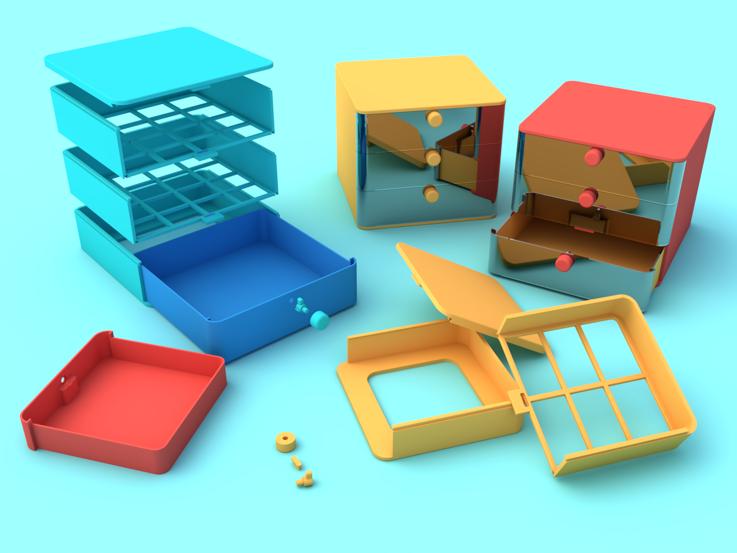 Miniatura 4 do modelo 3D 可自由组合抽屉
