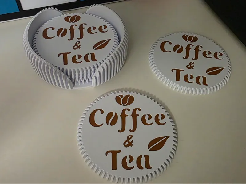 Coffee & Tea Coasters with Holder – 95mm Round