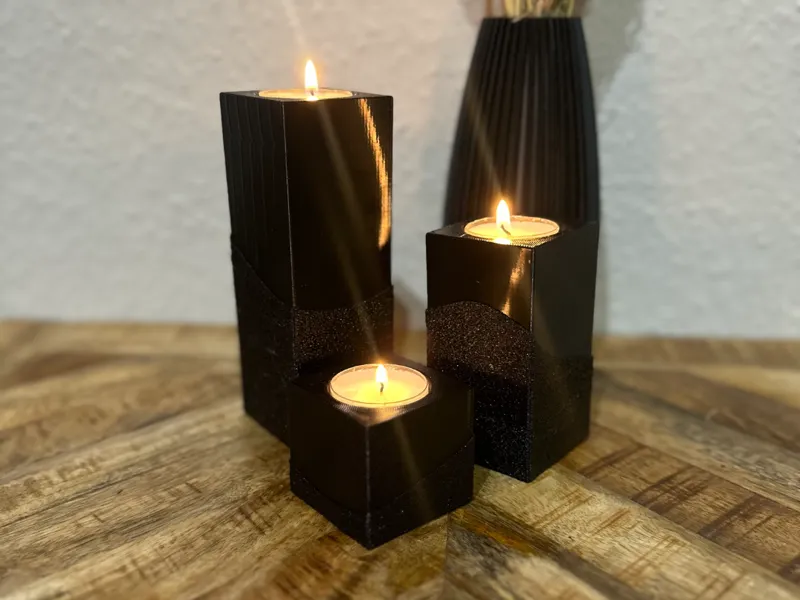 Quader Kerzenständer mit Fuzzy Textur