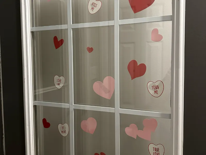 Valentine's Day Candy Hearts Window Cling Stickers