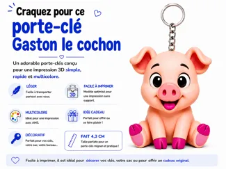 Porte-clé Gaston le cochon